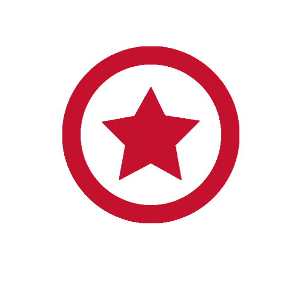 Icons (2) red medallion (circle with star inside)